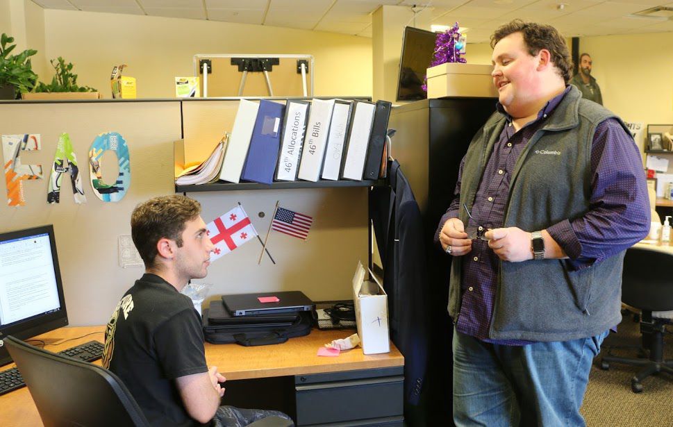 Kyler Gray in the SGA office MA